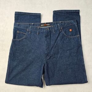Wrangler FR Flame Resistant Relaxed Fit Jeans Dark Wash Denim 44x34 CAT2 2112